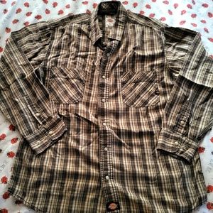 Dickies snap plaid long sleeve shirt.